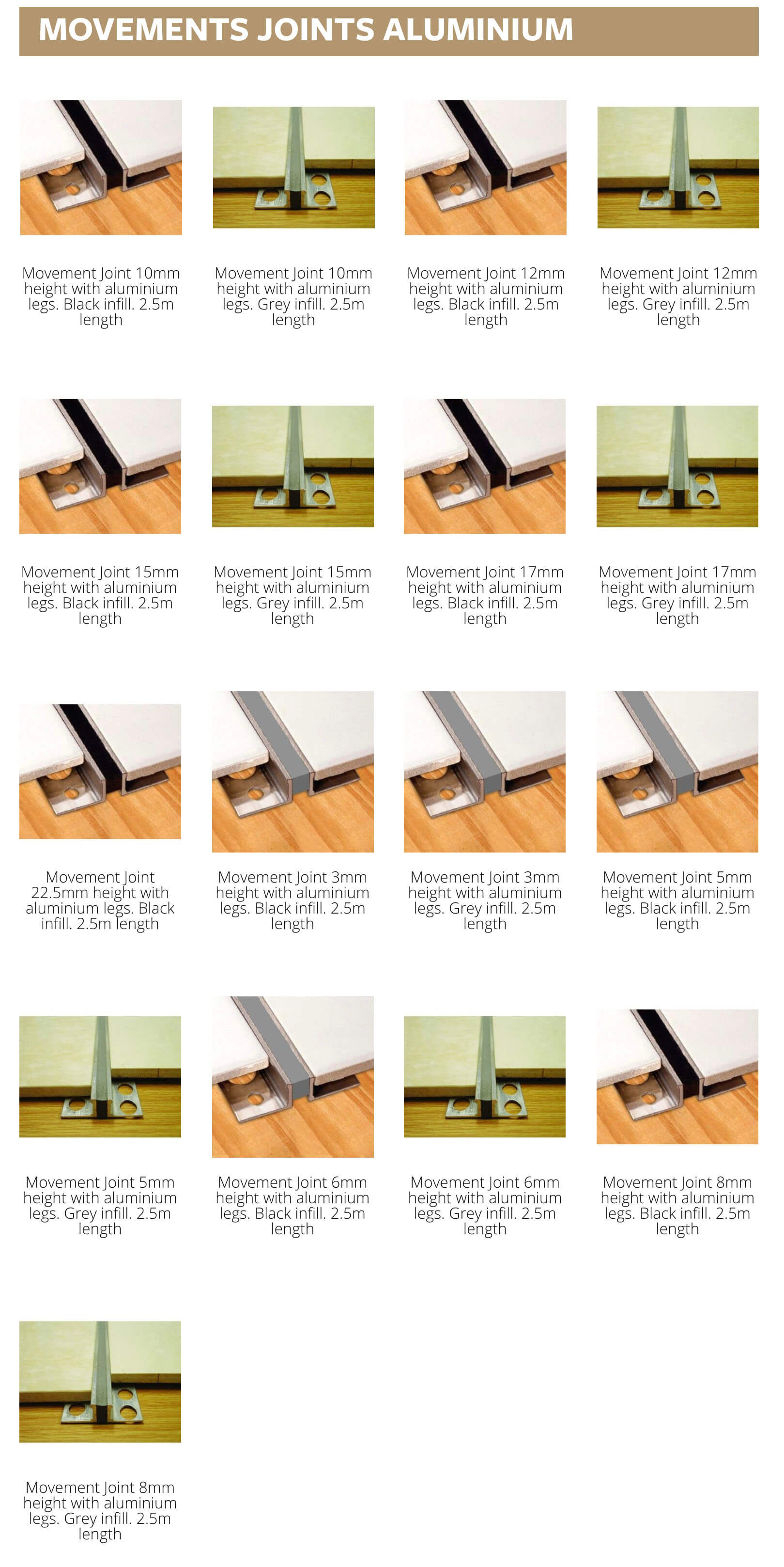 MOVEMENT JOINTS ALUMINIUM
